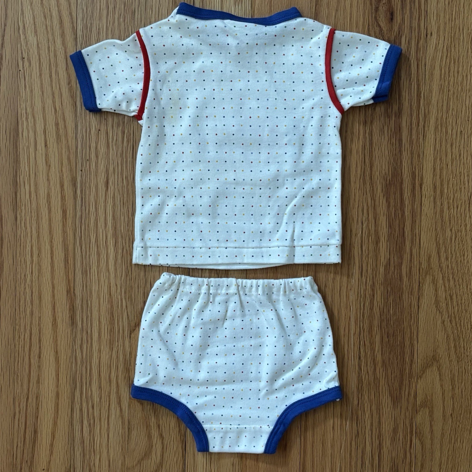 Baby Boy Outfit Vintage Newborn 2pc Airplane Cloud Polka Dots Primary Colors