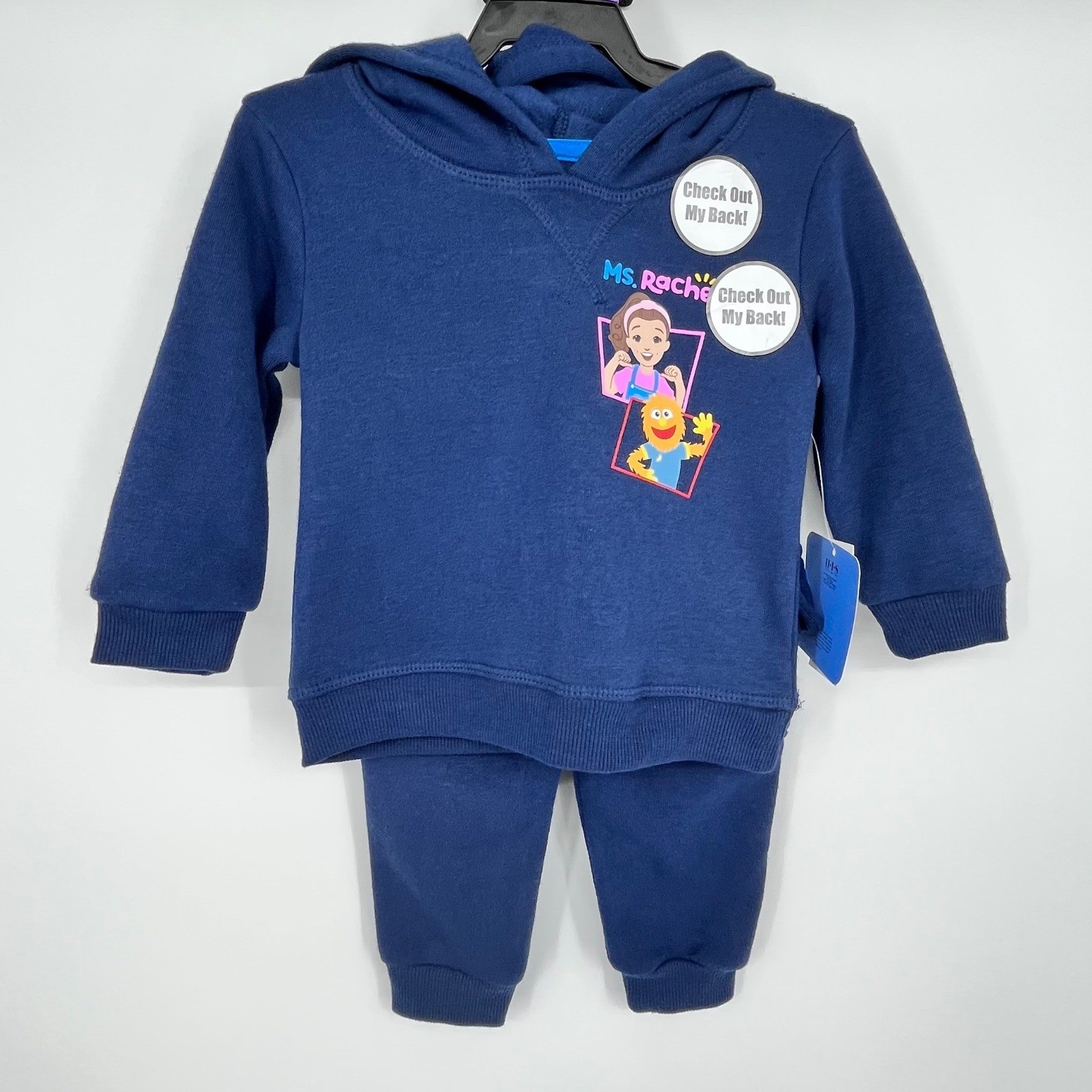 Ms. Rachel Hoodie and Pant Set Kids 12M Navy Blue Fleece Graphic Cargo Pocket