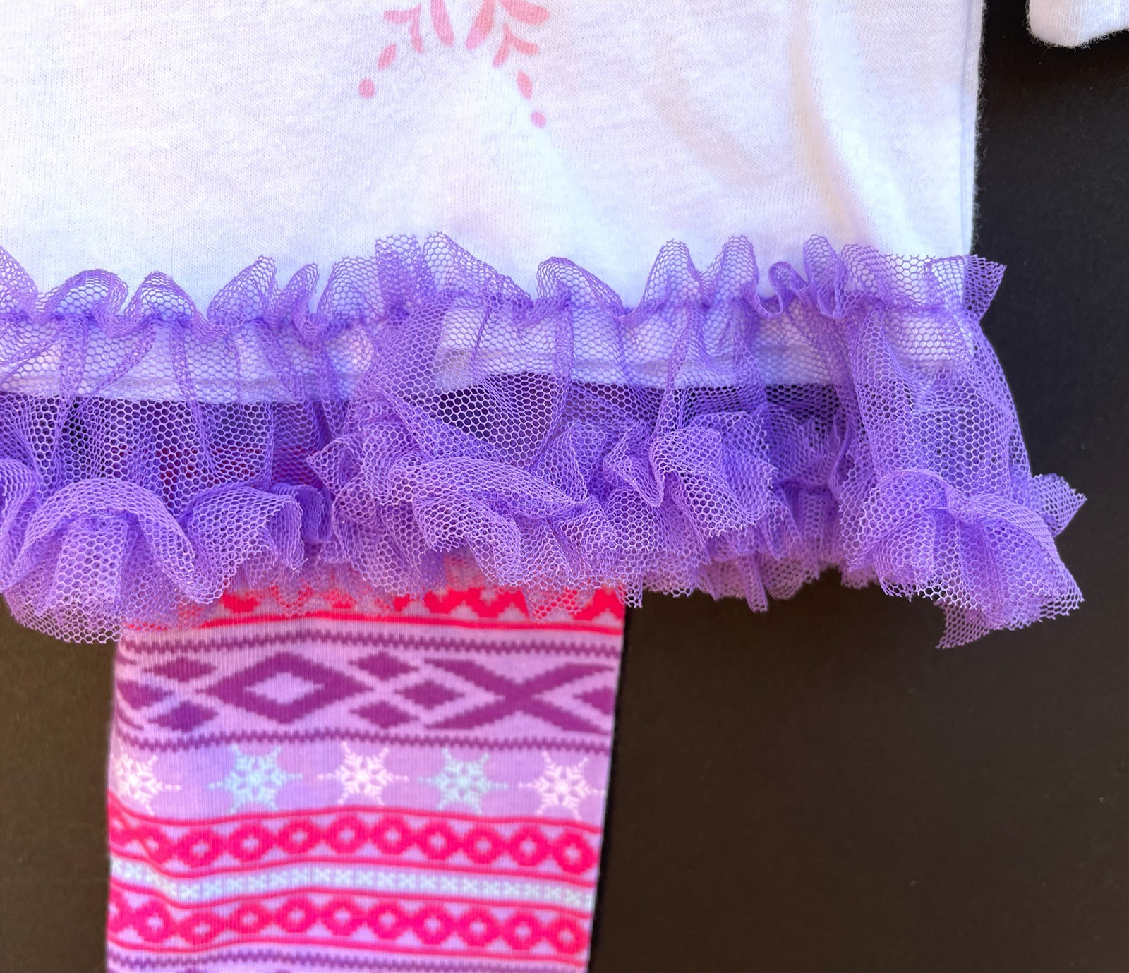 Disney Frozen Mismatch Set ~ 4T Mesh-Ruffled Tunic Top + 3T Fairisle Leggings