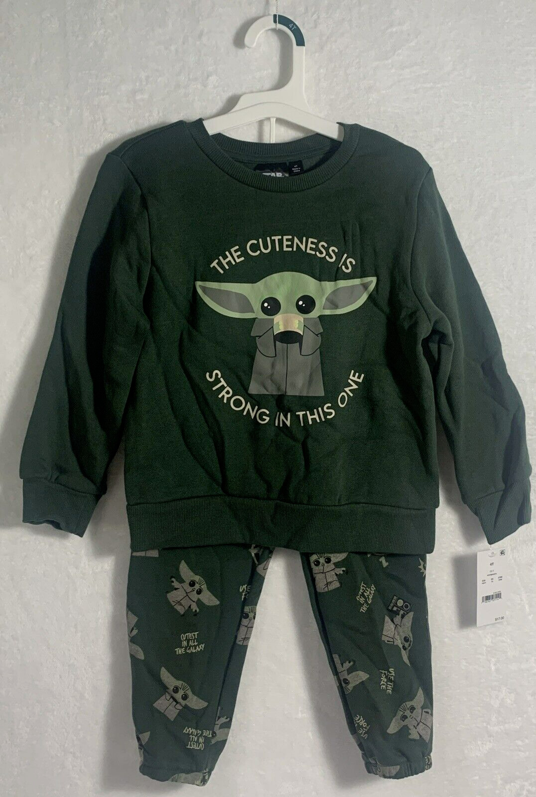NEW Star Wars Grogu Baby Yoda Toddler Sweatsuit Set/Outfit 4T Free Shipping