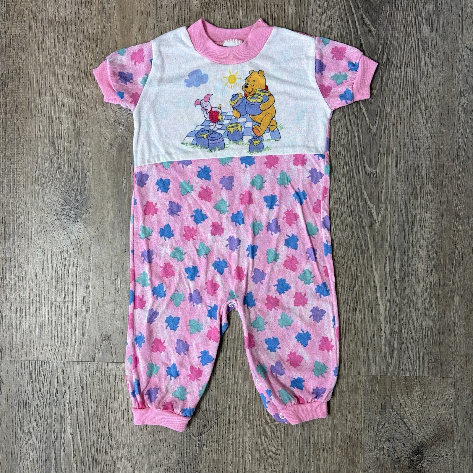 Vintage Winnie The Pooh One Piece 6-12 Months Romper Toddler Cartoon Disney