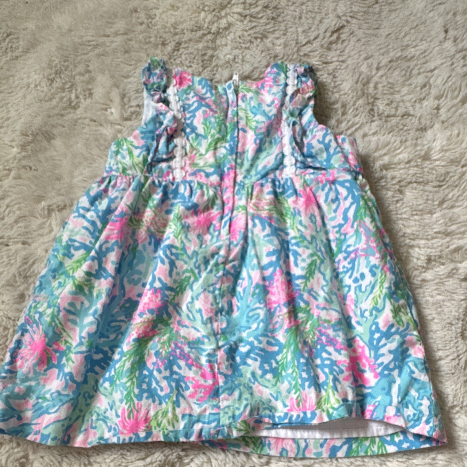 Lilly Pulitzer Girls 12-24M 2pc Floral Dress Bloomer Set Ruffle Cotton Zip