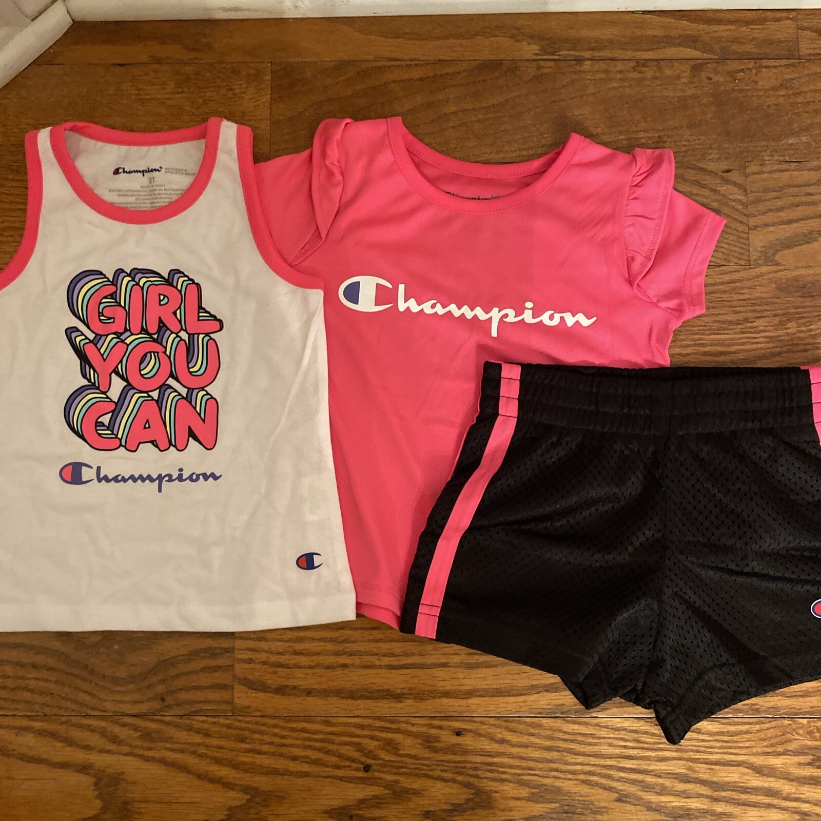 Champion Girls 3 Piece Active Set Size 18 M – Pink – Tank + T-Shirt + Shorts