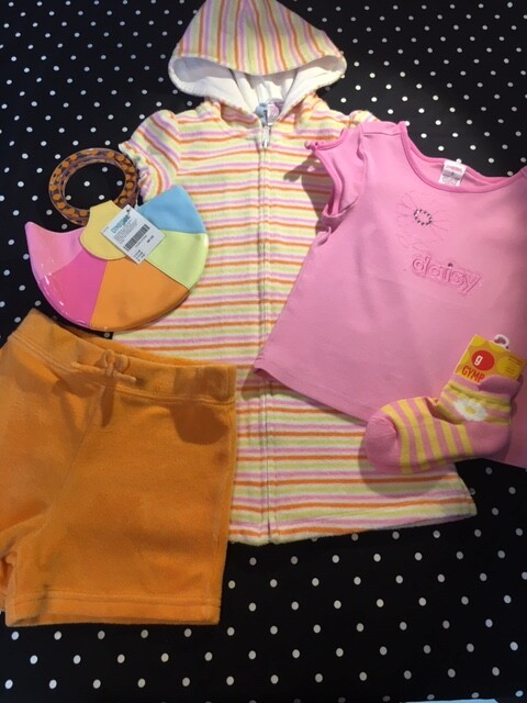 Vintage Gymboree top tee Sunshine Daydreams swim coverup shorts socks 3 purse NW