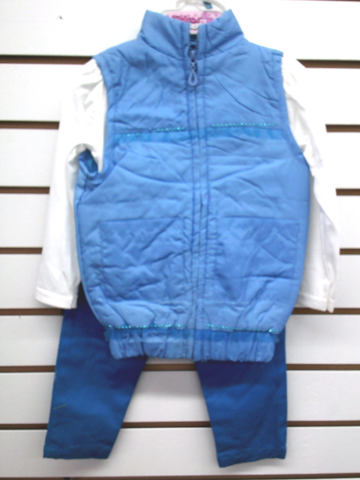 Infant Girls Titicos 3pc Blue Plush Vest Outfits Size 6/12 Months – 18/24 Months
