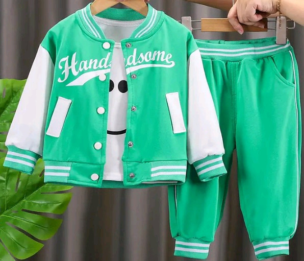 Boys Toddler Baseball Jacket And Pants Set / Green