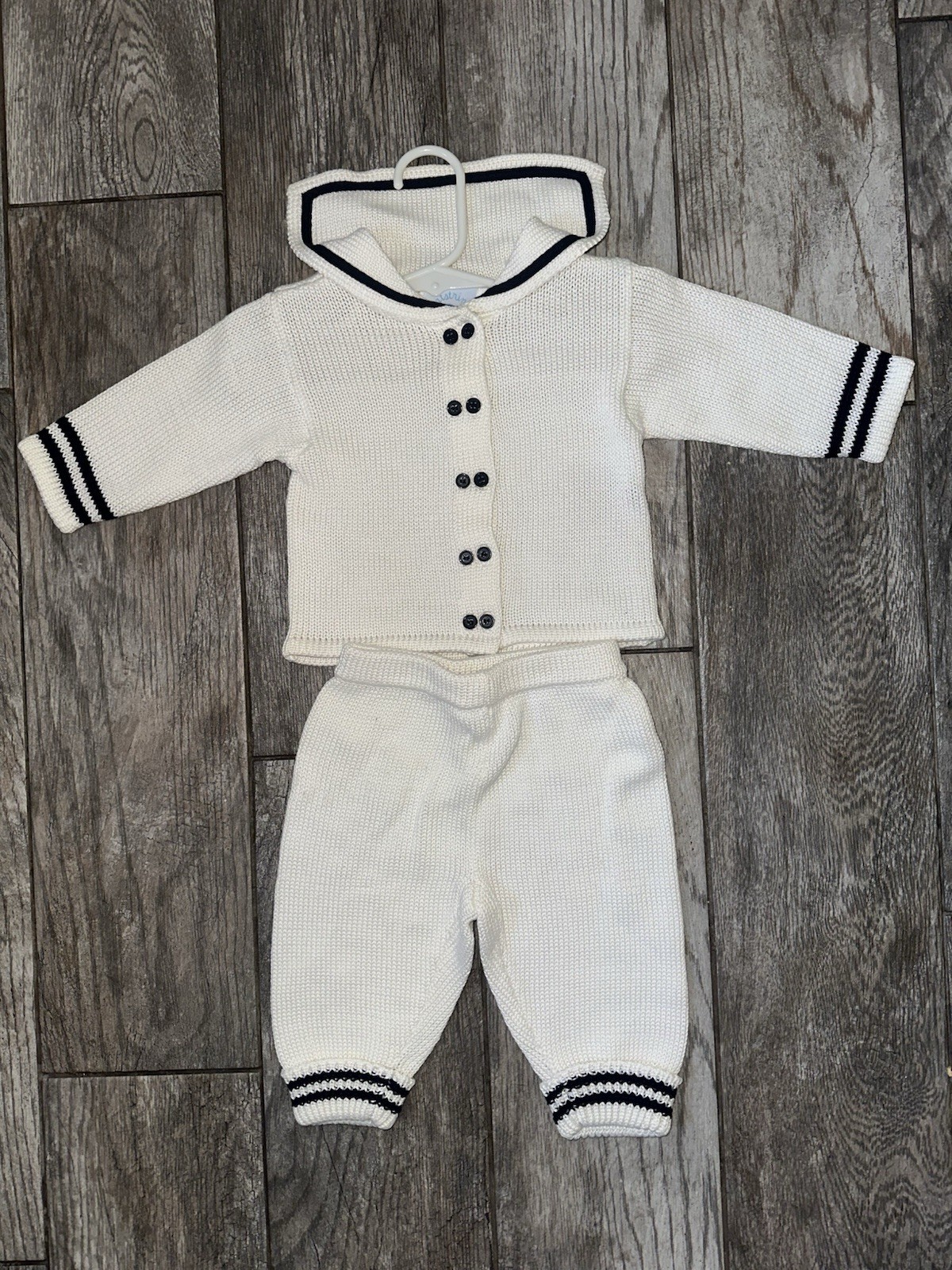 Sailor inspired HartStrings Baby Outfit White And Navy 6 Months 2 Piece Outfit