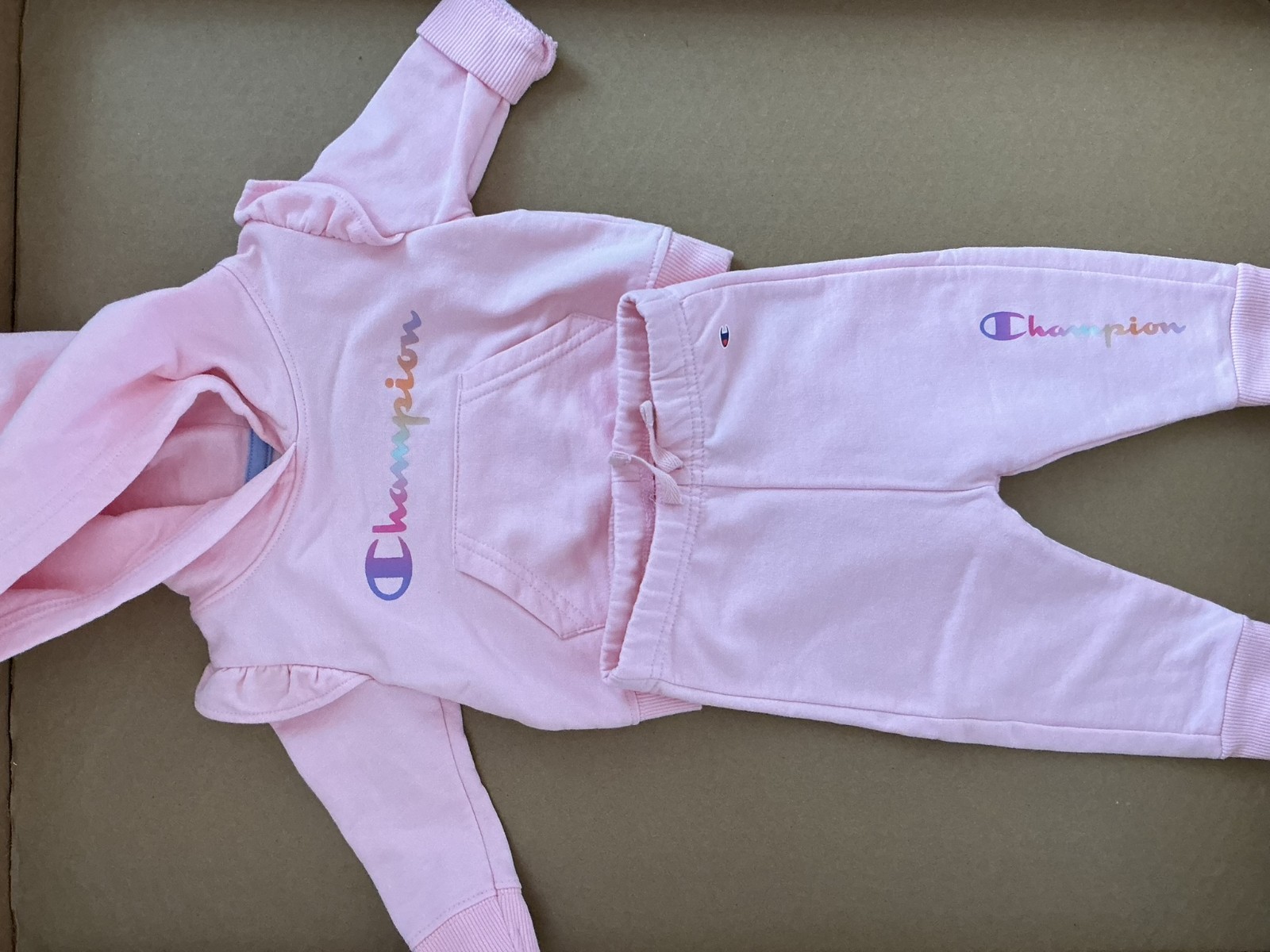 CHAMPION Baby Girl Size 0-3 Months Hoddie & Jogger Pink 2 Piece Outfit Set