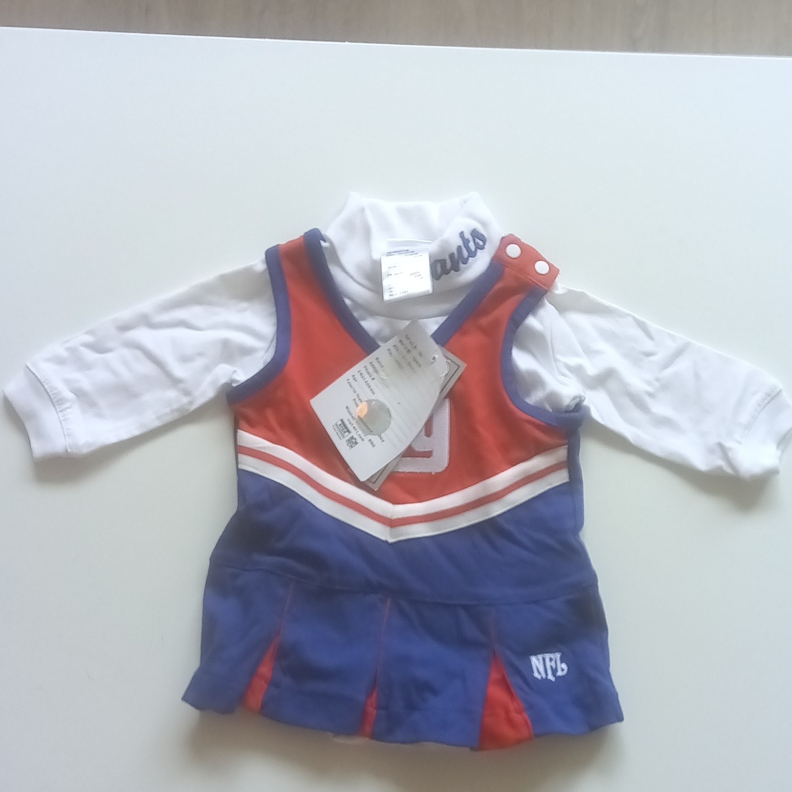 NFL Giants 2pc Baby Dress Set 3-6 Months Long Sleeve Dress & Bodysuit