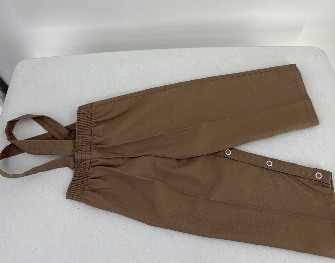 Vtg Charming Original Boys 18 Month Brown Suspender Pant Shirt Seersucker Jacket