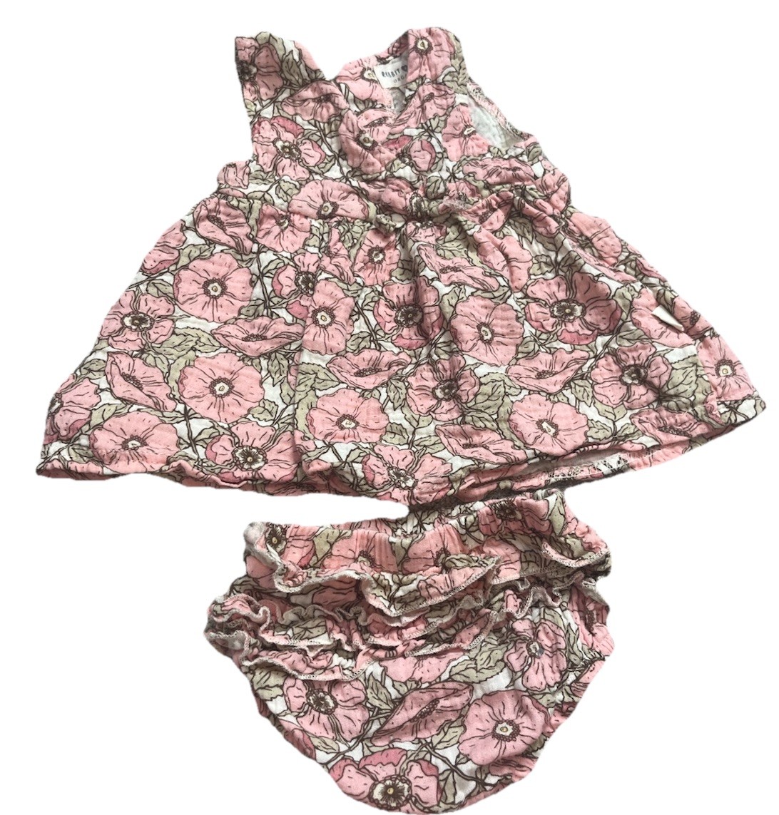 Rabbit And Bear Floral Two Piece Baby Girl Outfit Size 3-6 Months