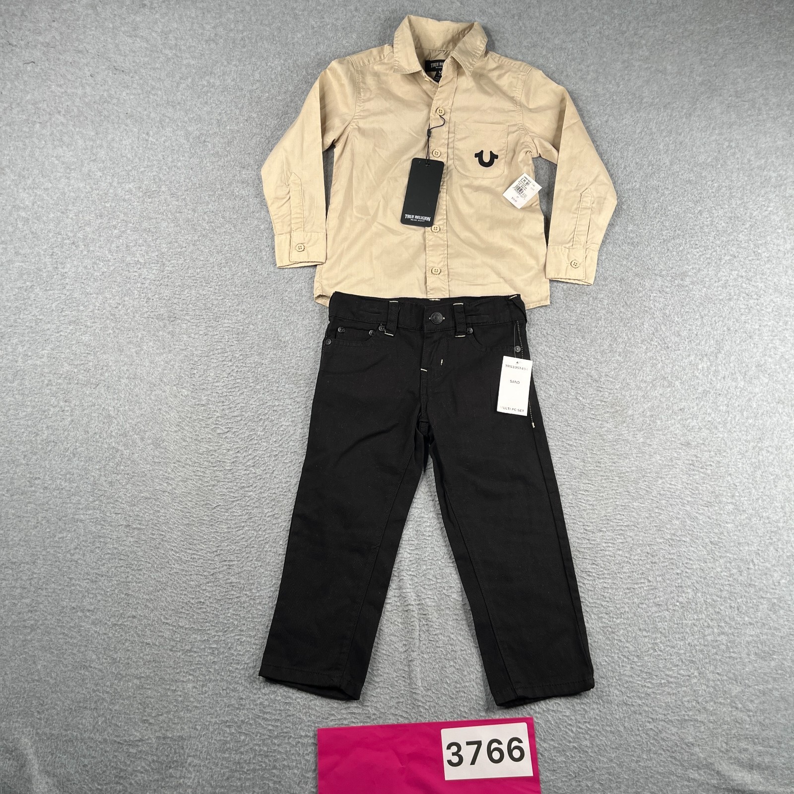 True Reliogion Kids 2 Piece 3T long Sleeve Button Up Black Pants New NWT