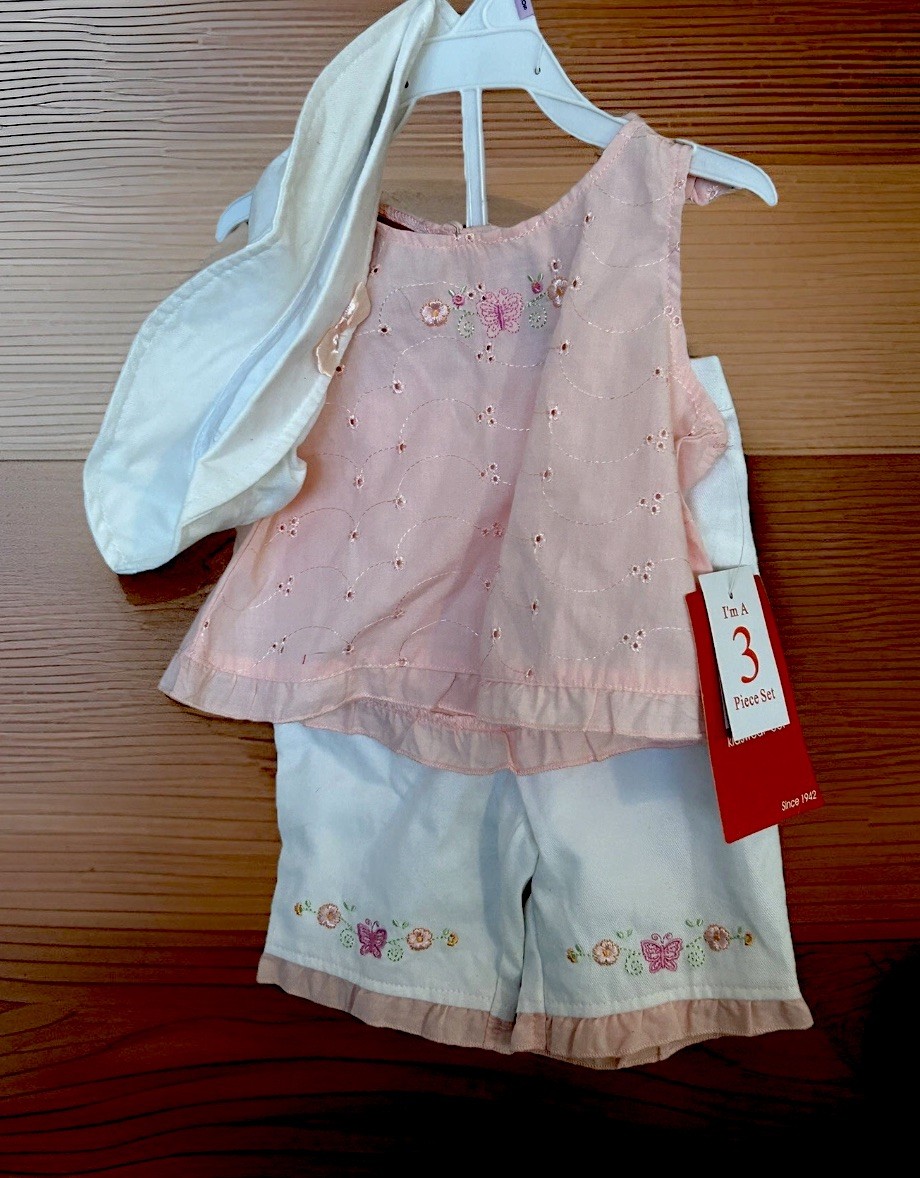 Baby Togs Kids wear Co 3 Piece Outfit Shirt Pants Hat Coral 6-9 Month Infant NWT