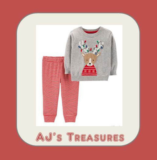 NWT Carters Christmas 2 Piece set Reindeer Sweater & Leggings ~ Szs 3M, 6M, 9M