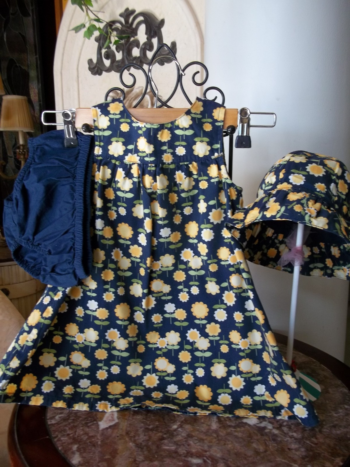 2008 Gymboree Sunny Days Ahead sun dress bloomers 12-18 NWT hat 18-24