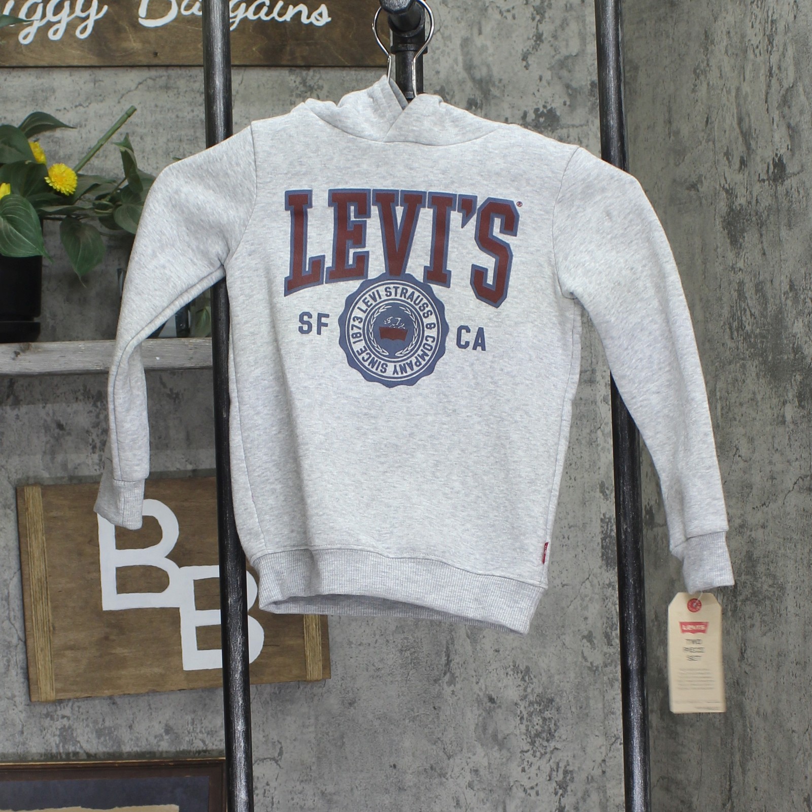 Levi’s Little Boys 2-Piece Pullover Lounge Sweatpant Set Gray Heather XS (4)