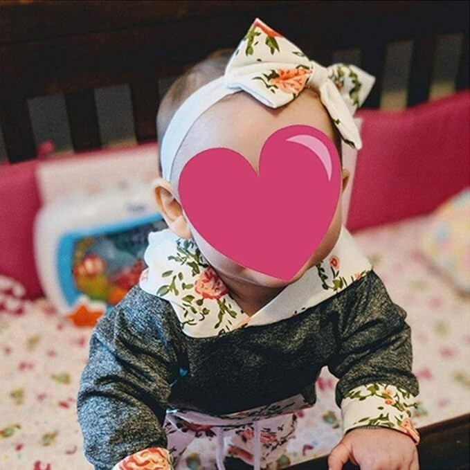Baby Girl 2 Piece Outfit Floral Hoodie and Pants Matching Headband 12/18 Months