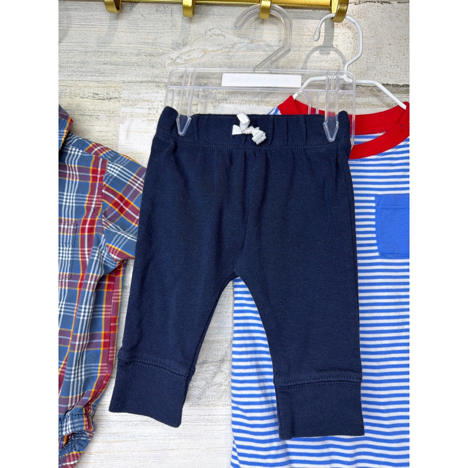 Wrangler Wonder Nation Carters Baby Boys 3M Plaid Striped Bundle Red White Blue