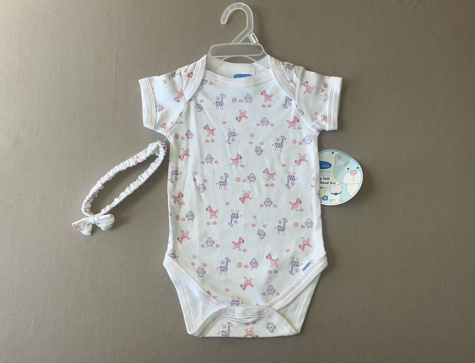 Baby Girls 3-6 Months One-Piece Bodysuit & Hair Bow By Bon Bebe, New With Tags!