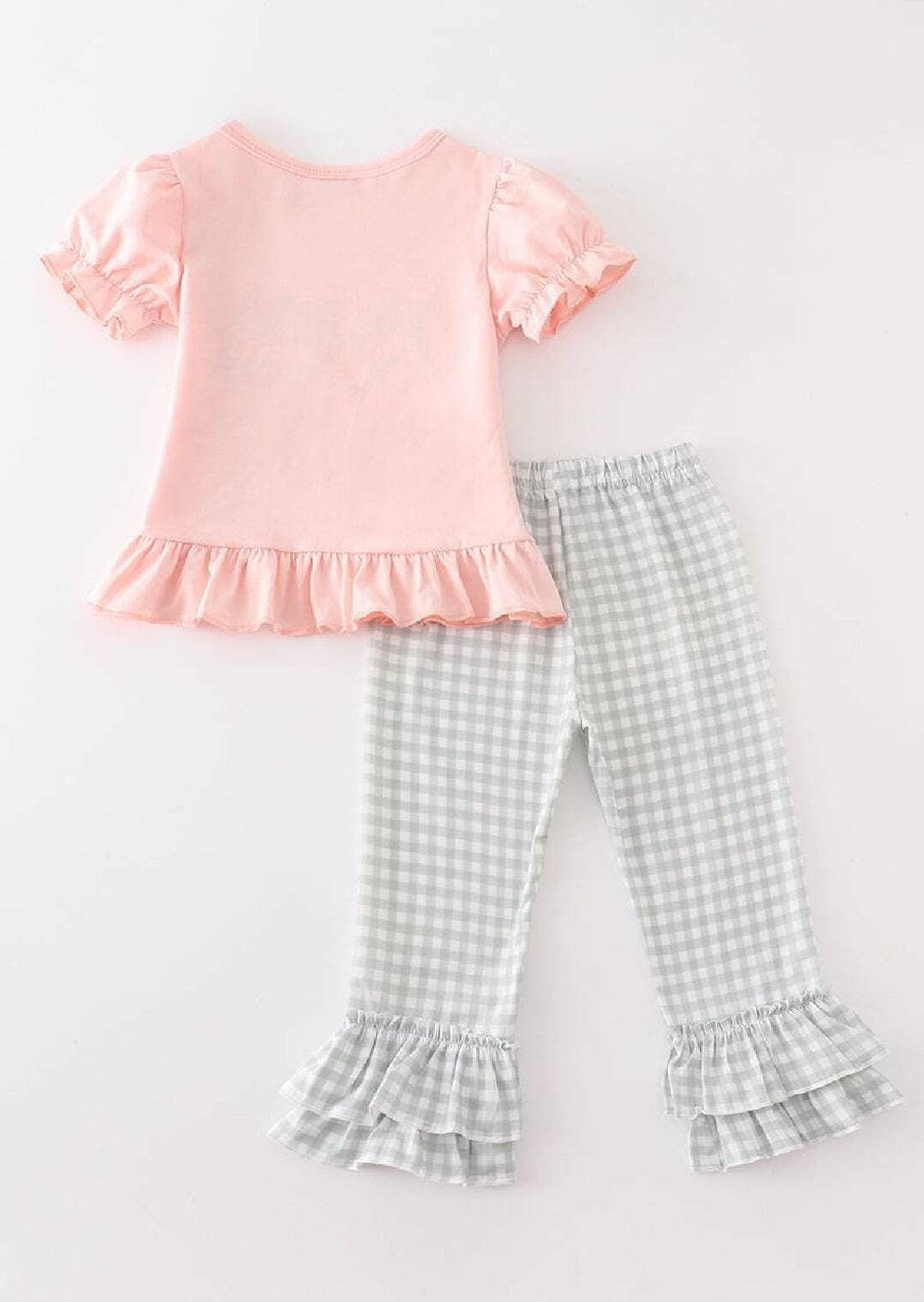 Girl’s Boutique Beige Pink Train Pumpkin Applique Embroidered Embroidery Thanksg