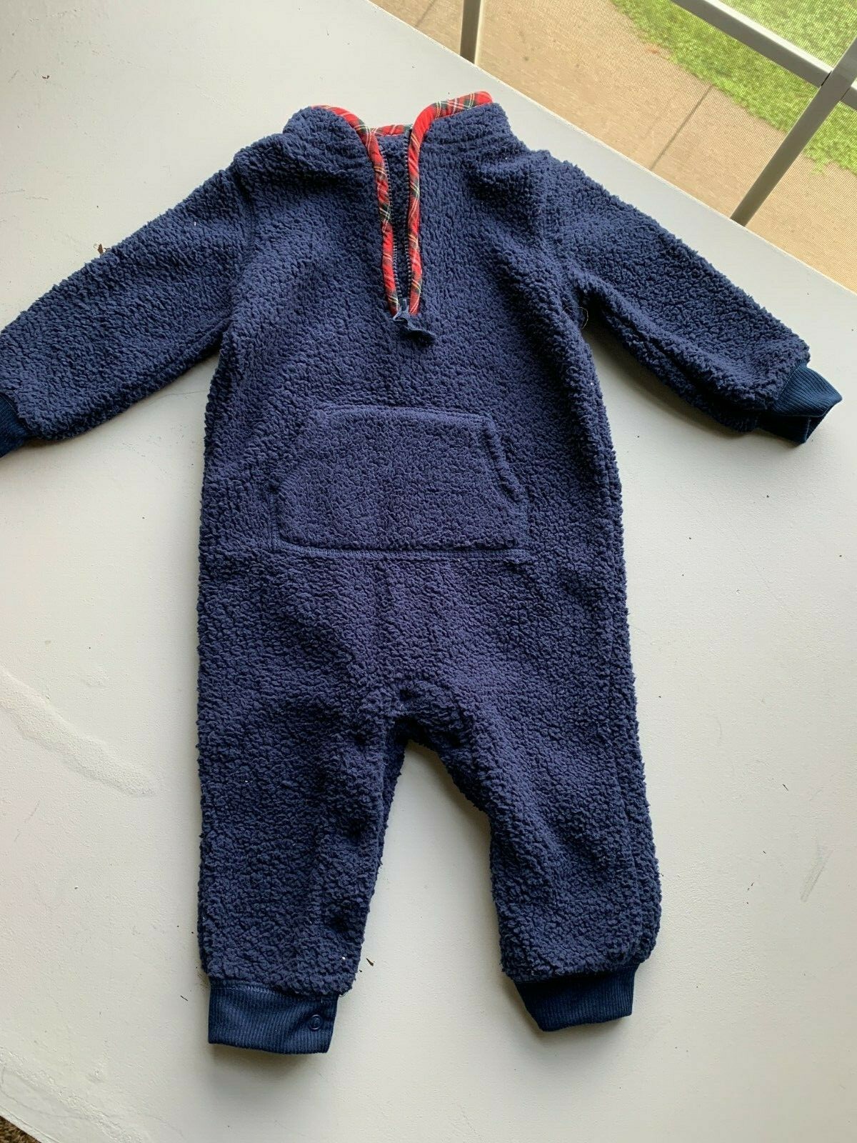 Carter’s 9 months dark Blue Sherpa Full Body Suit snap on