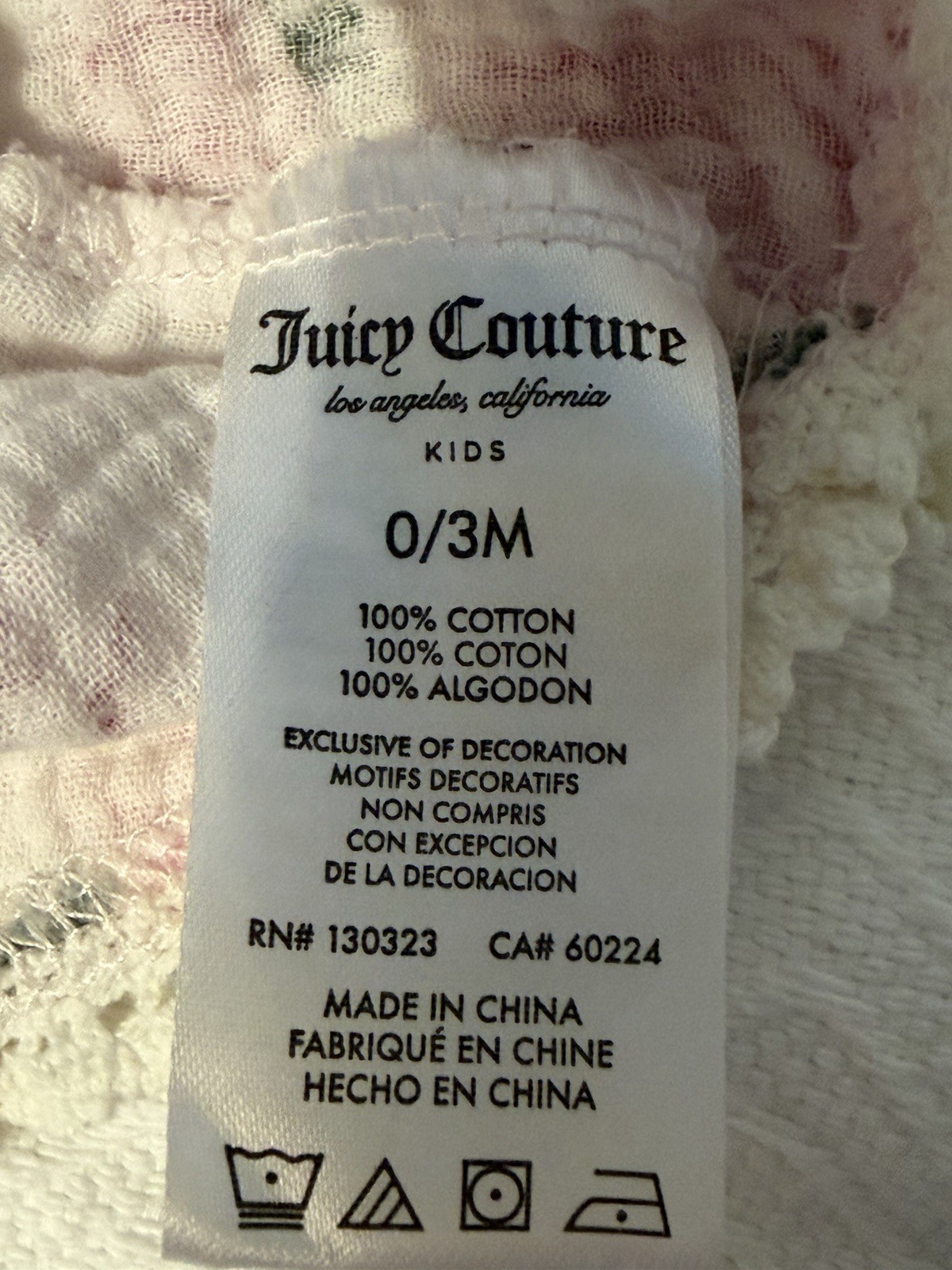 Juicy Couture Kids 100% Cotton Bubble With Skirt And Spaghet Straps, Size 0/3 Mo