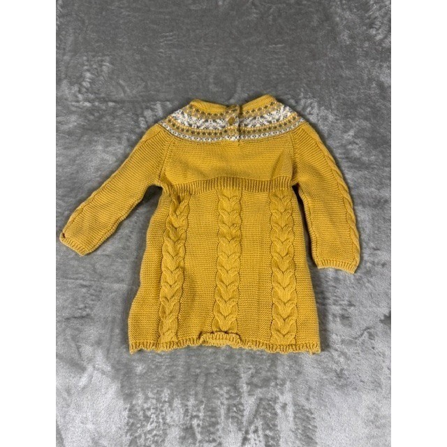 Cynthia Rowley Girl Mustard Yellow Cable Knit Sweater Dress Beret Tights 6-9M