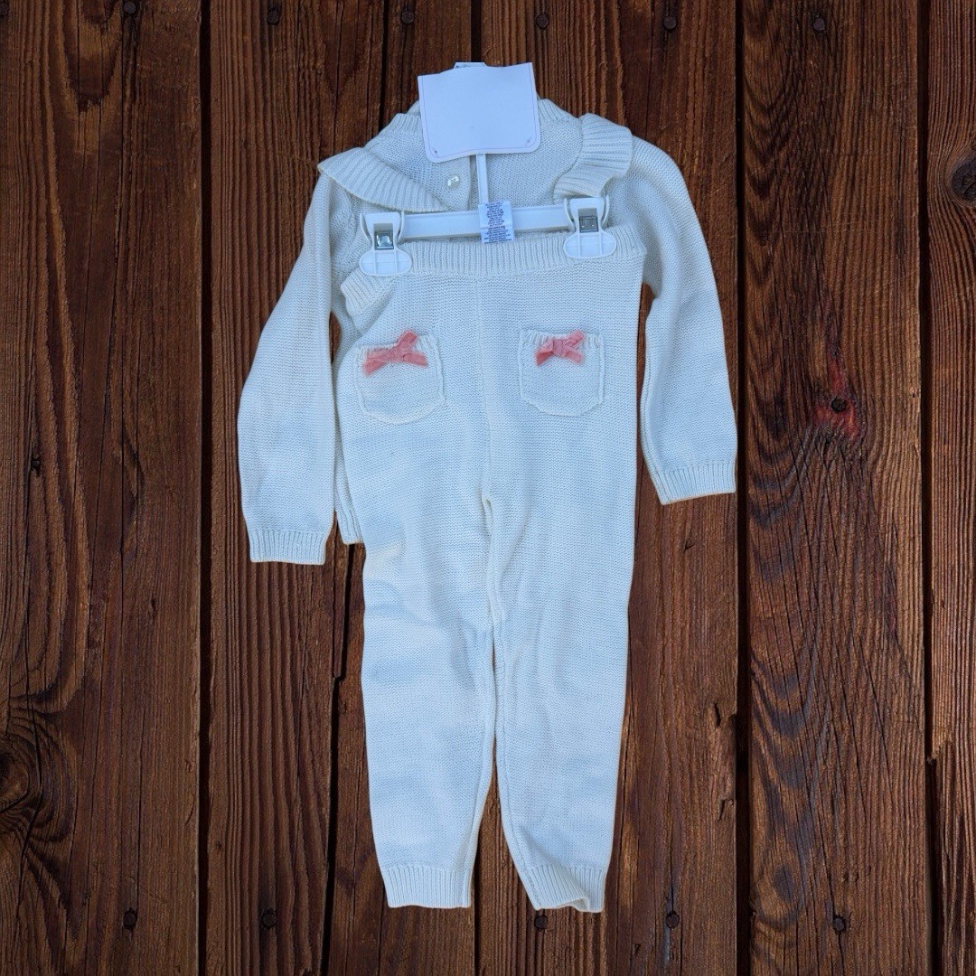 Nicole Miller NY Baby Girl 3pc Knit Set 24M Cream Sweater Pants Hat NWT Gift