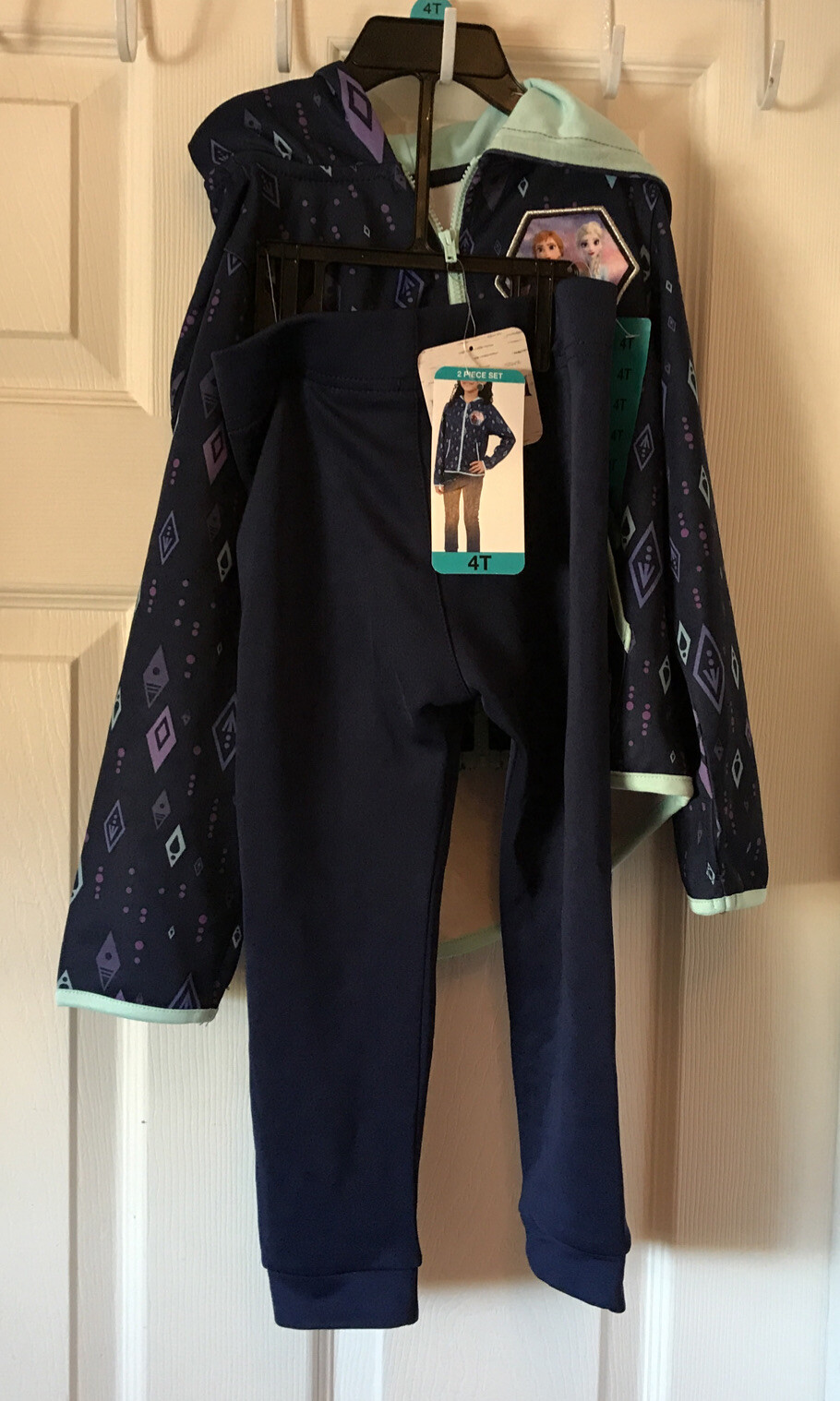 Girls Size 4T Disney Frozen II 2-Piece Pants Outfit Set Zip Up Hoodie Anna Elsa