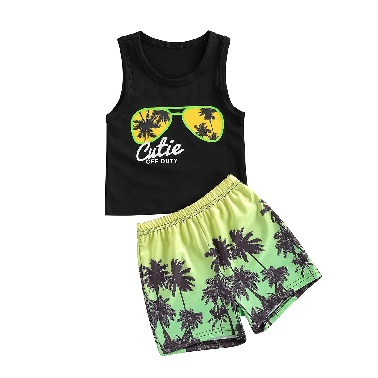 Toddler Baby Boy Summer Clothes Sleeveless Letter Print Vest Top Palm Dinosau…