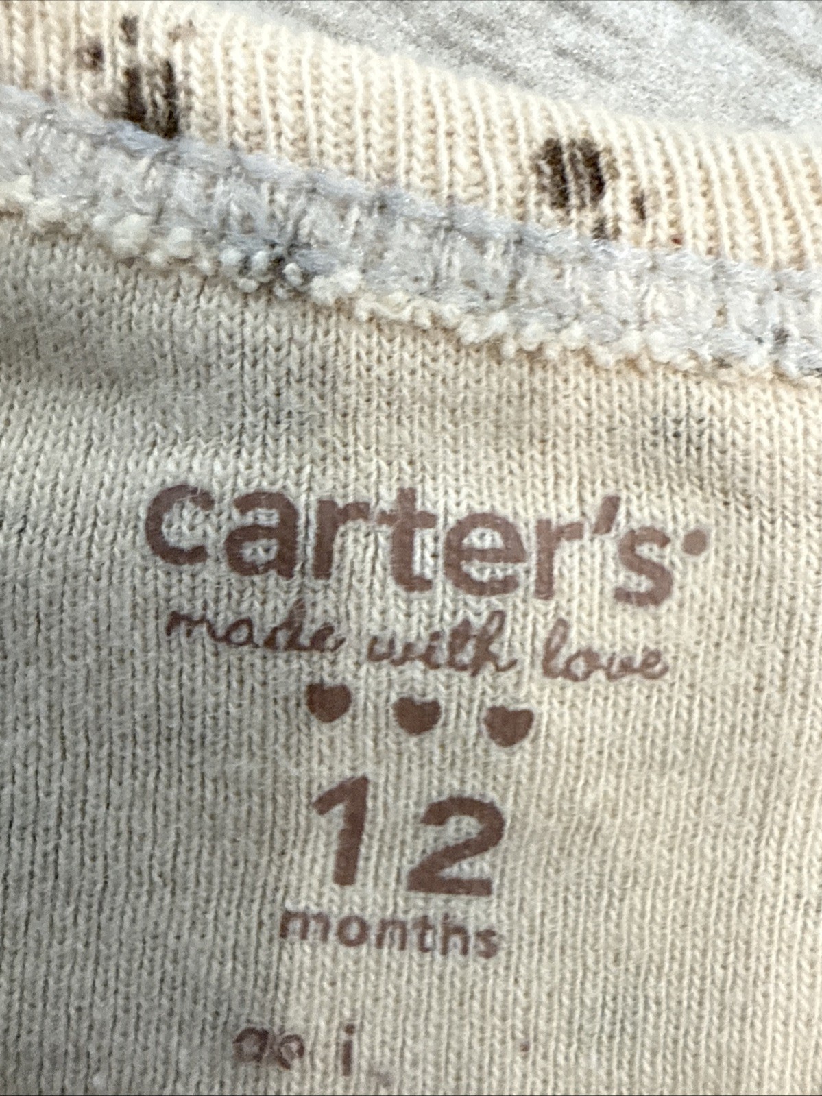 12 Months Carter’s Bear Butt Outfit Paw Print Snap suit & Striped Bottoms