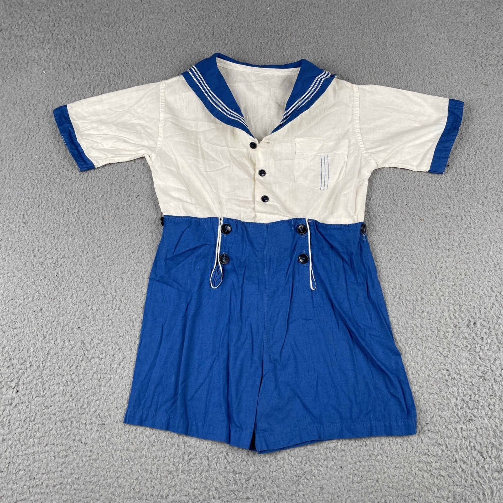 Vintage Young Boys Sailor Outfit For Toddlers 3+ See Measurements Blue White