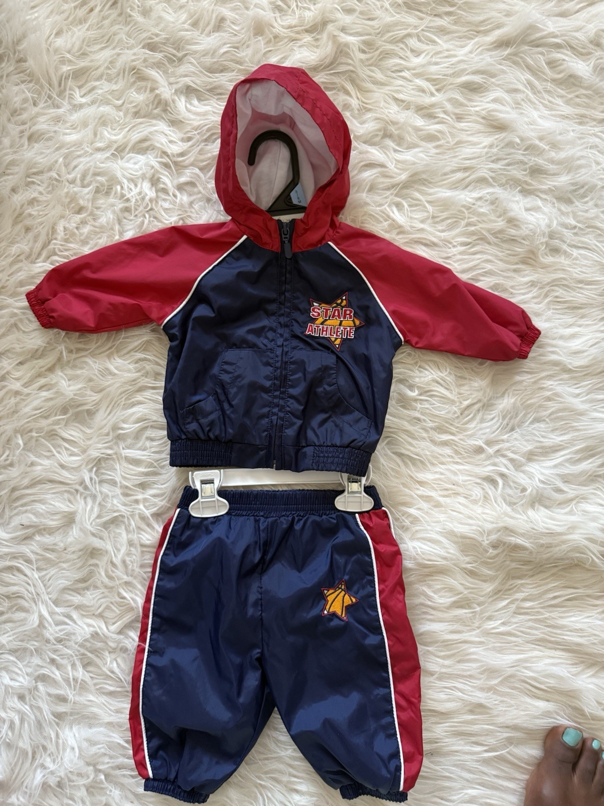 Circo 2pc Hooded Zip Jacket & Pants Set Navy Blue/Red 3M Colorblock