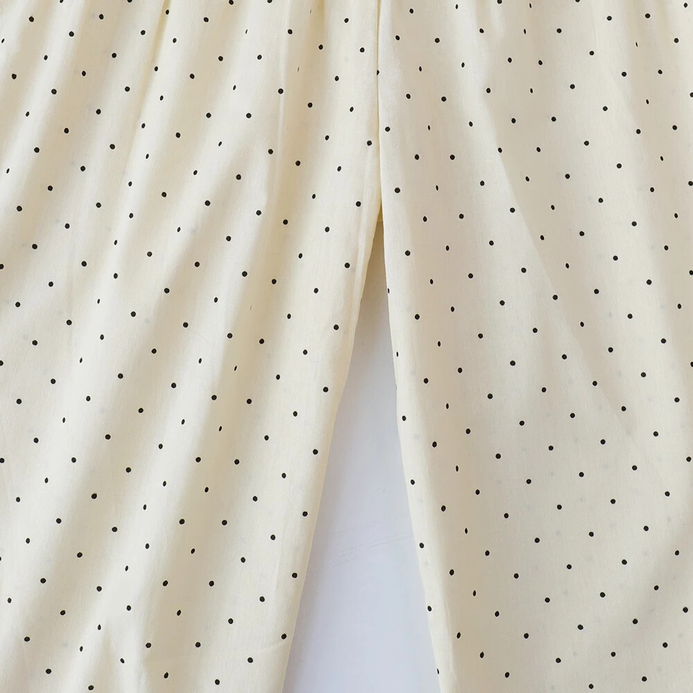 Baby Girl’s Casual Round Neck Top+Wide Leg Pants Set with Bow and Botton 2PCS
