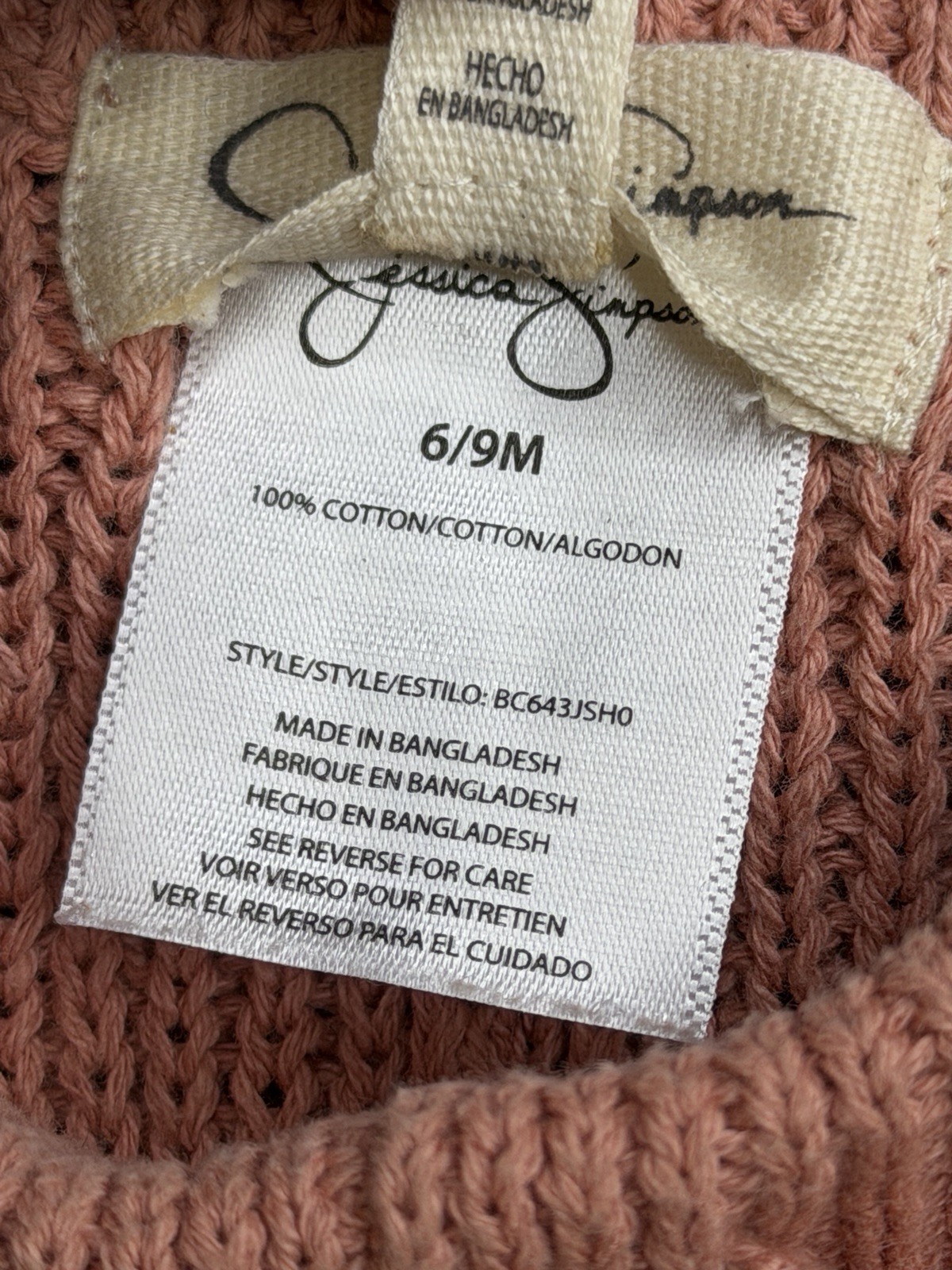 Jessica Simpson Baby Girl 2 Piece Size 6/9 Months 100% Cotton Light Pink Cream