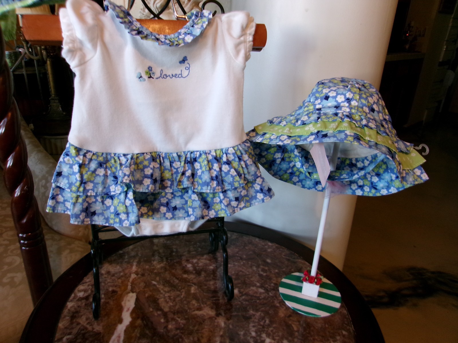 Gymboree 2012 Darling Butterfly shortie ruffle romper hat 0-3