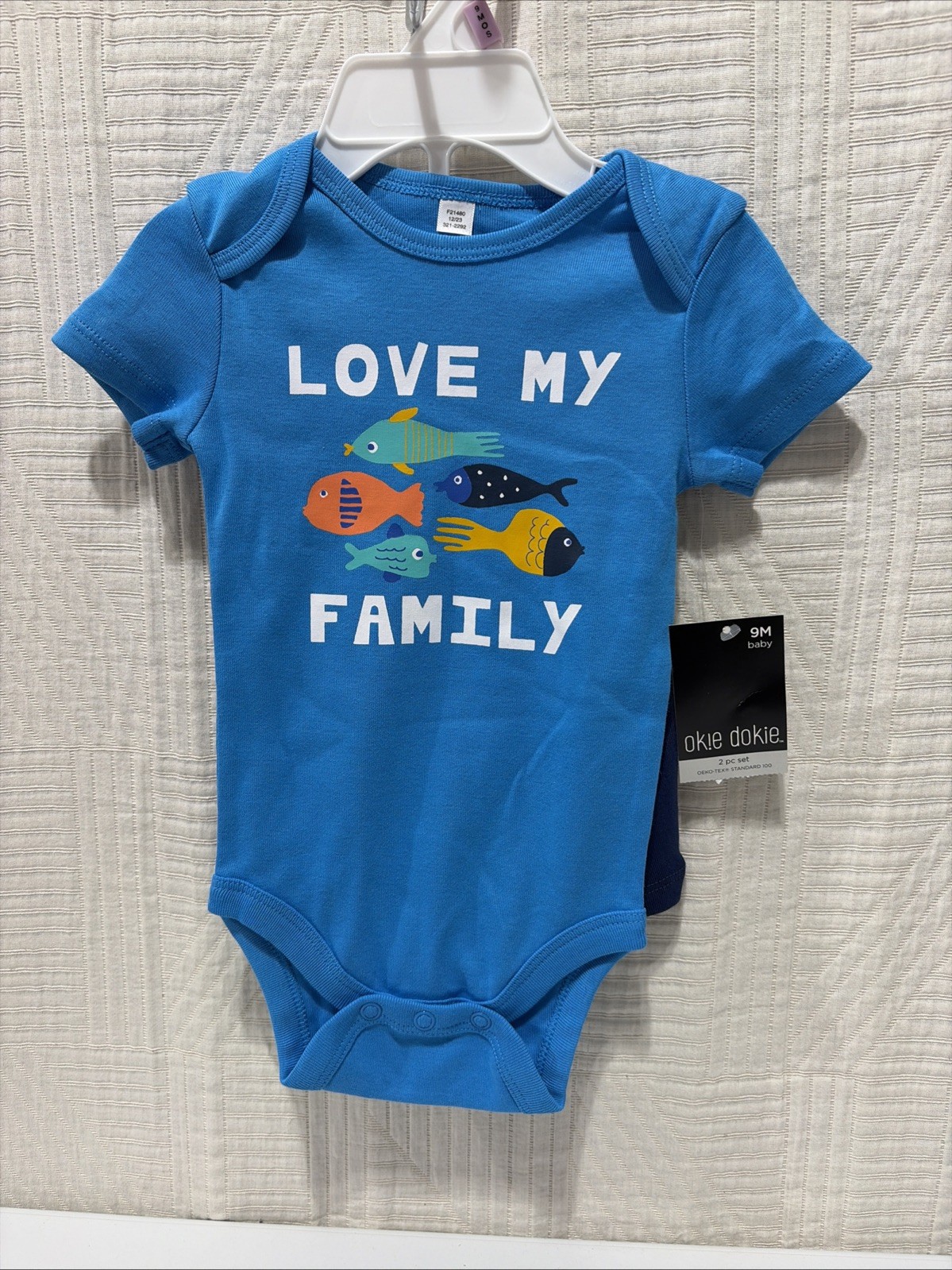 Okie Dokie Baby Boy Love My Family Knit Short Outfit Size 9 Months New