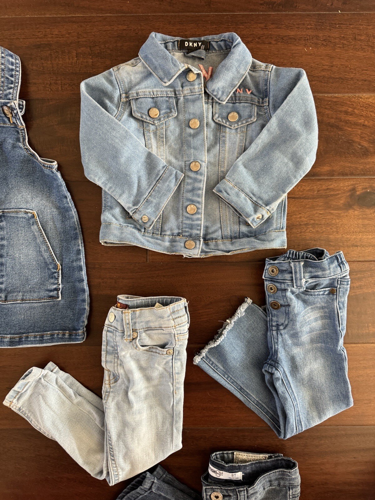 Girls toddler 3t Denim Bundle 3 jeans jacket dress DKNY 7mankind J simpsom