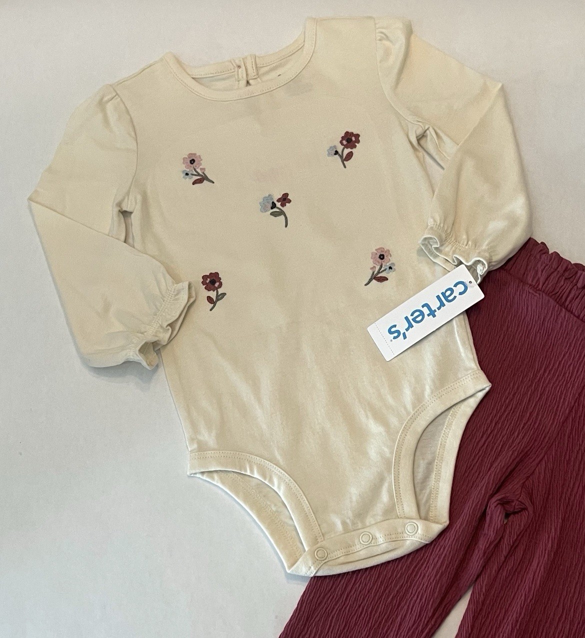 Carters Baby Girl 18 Months Pants Bodysuit 2 PC Set Cute Floral Outfit New