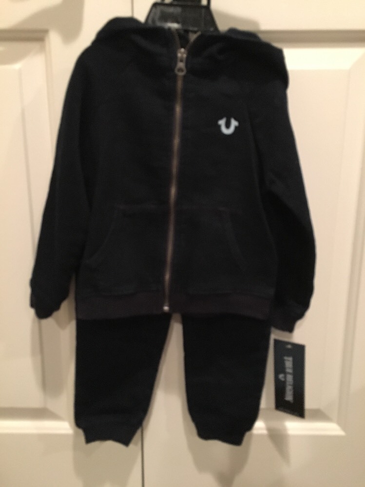 NWT TRUE RELIGION Baby Unisex 24M Indigo Denim Hoodie & Joggers W/True RLGN TEE
