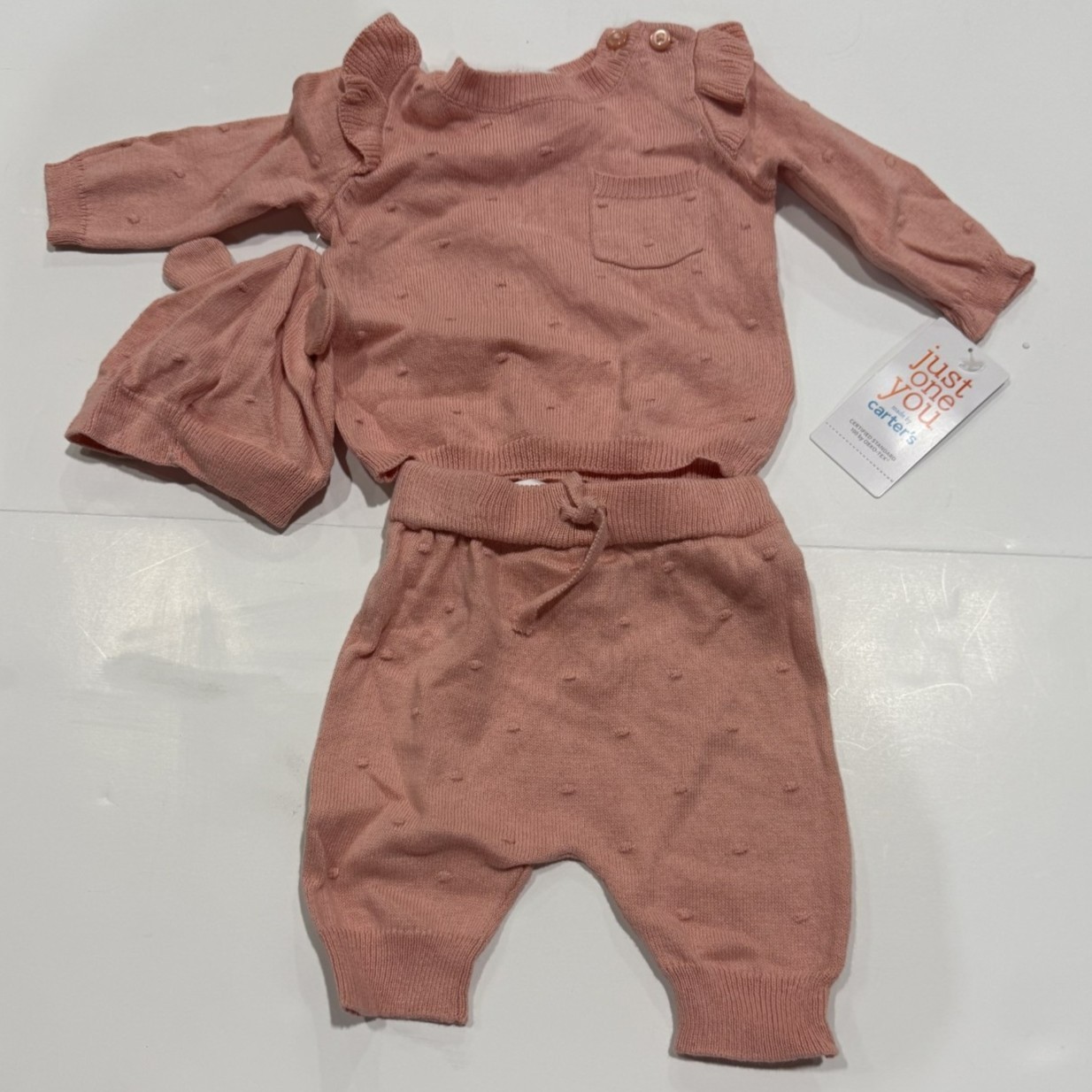 Carter’s Just One You Baby Girls’ 3pc Sweater Top & Bottom Set – Pink 3M