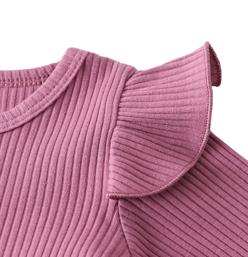 Newborn Baby Girl Purple Set Solid Knitting Long Sleeve Tops Floral Print Pants