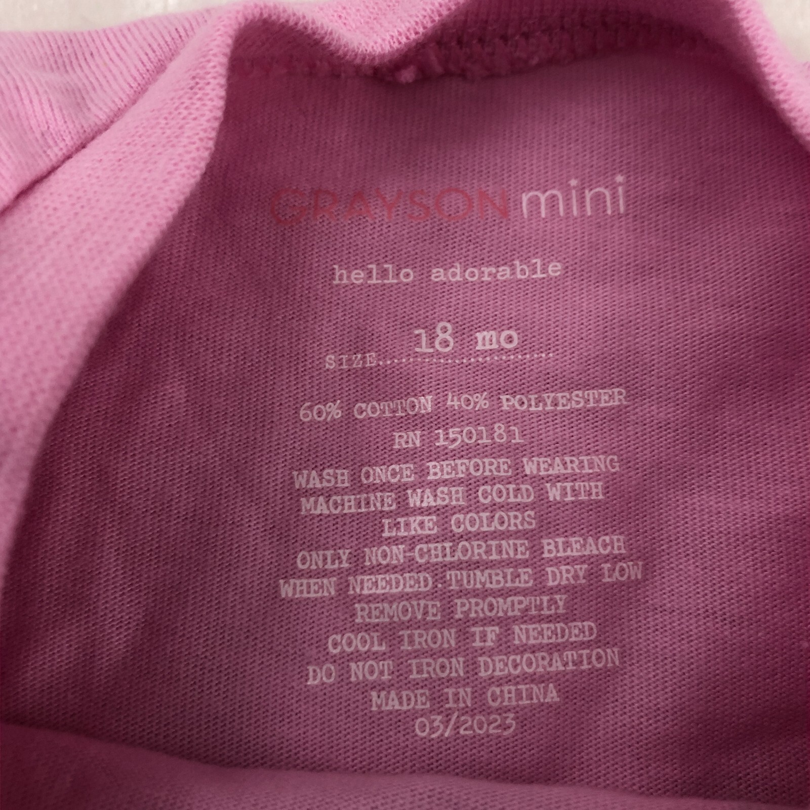Grayson Mini Baby Girl 18M Pink T-Shirt Shorts 2PC Set Tennis Bel-Air Sport ’72