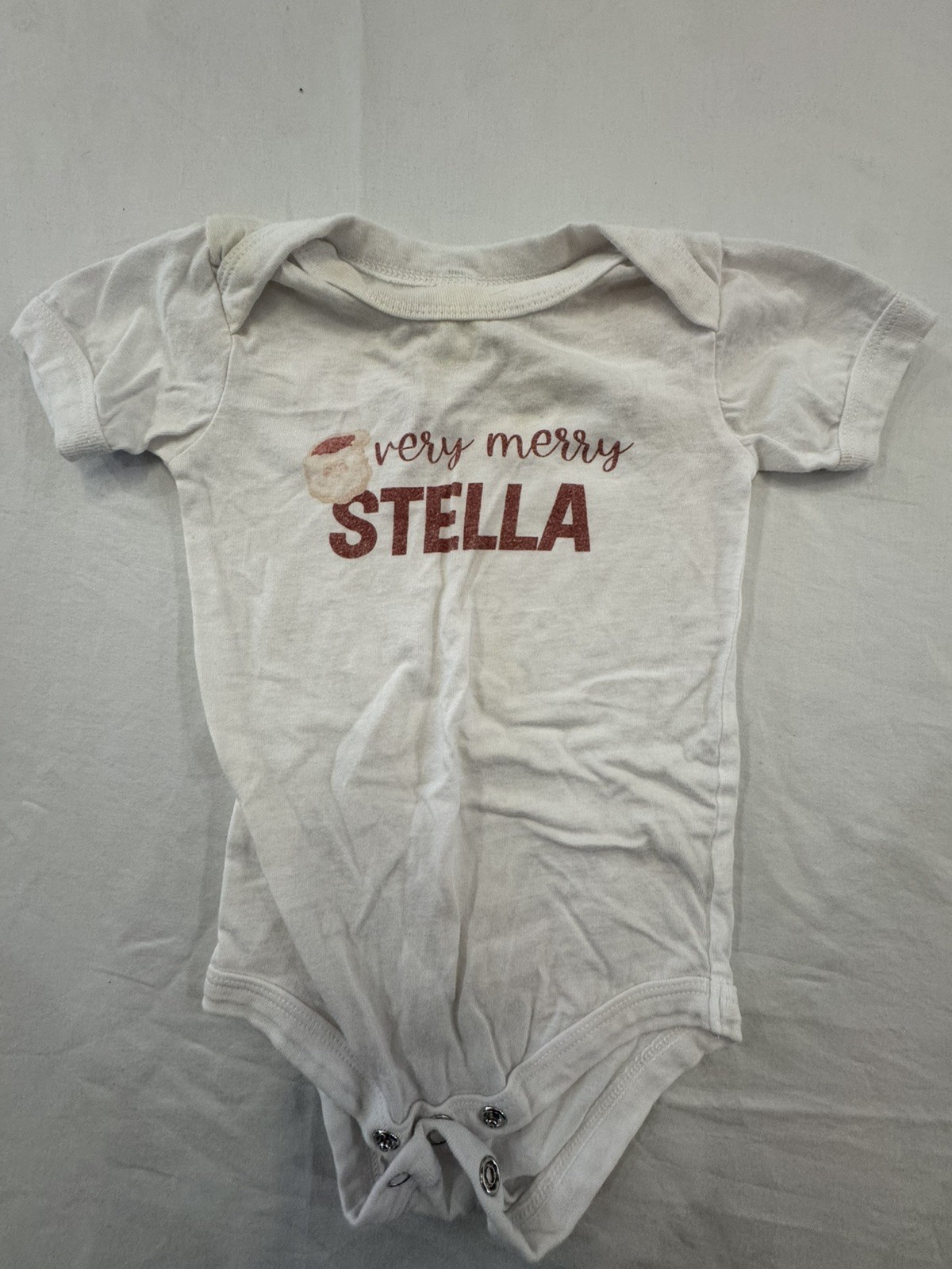 Monogrammed “Stella” Baby Short Sleeve shirt 6-12 Months Christmas one piece