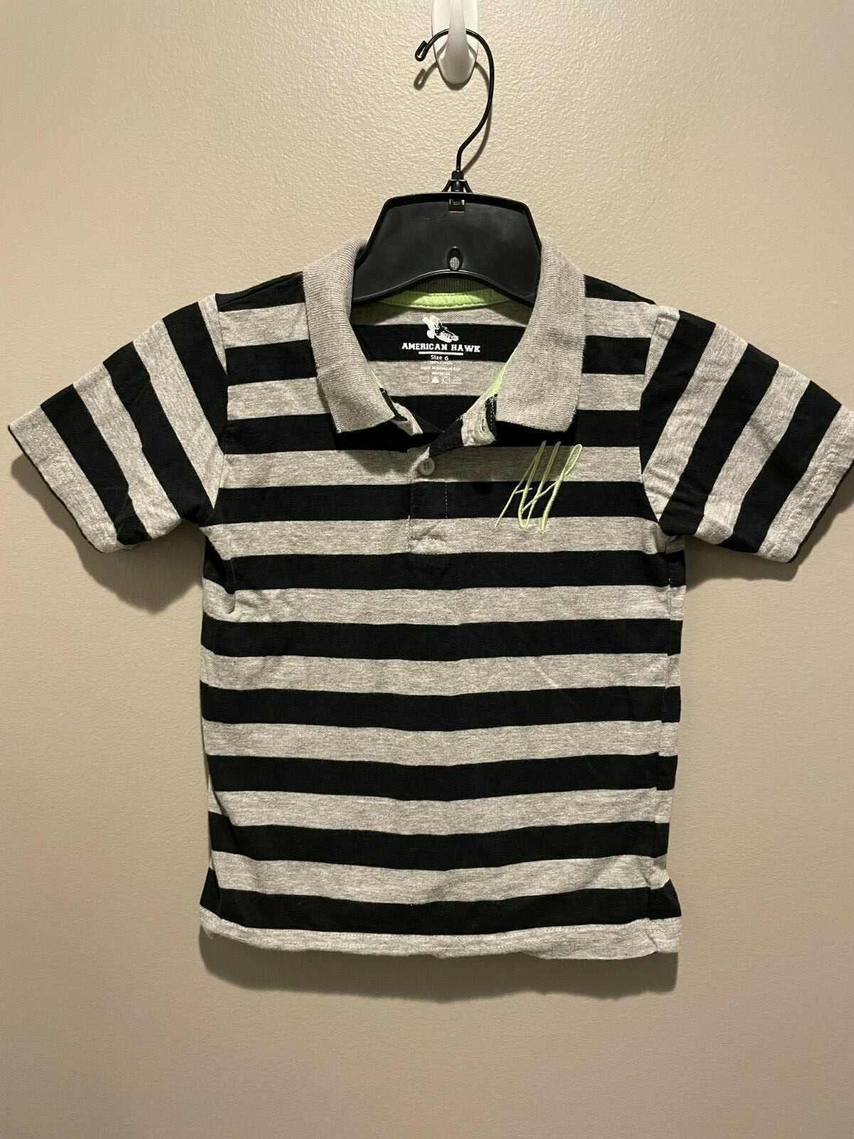 American Hawk boys Polo Shirt Embroidered Logo, size 6, Pre-Owned Excellent Cond