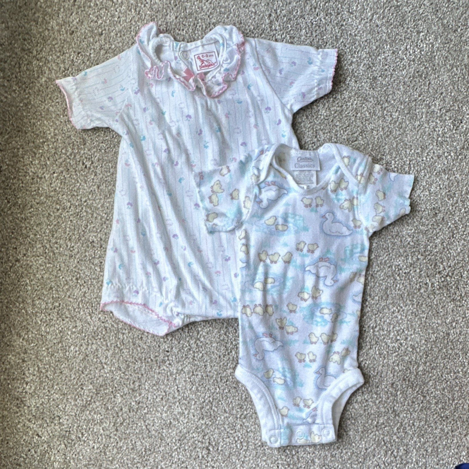 Vintage Carter’s Classics (0-3M) & Buster Brown (6-9M) 2pc Baby Bodysuit Set