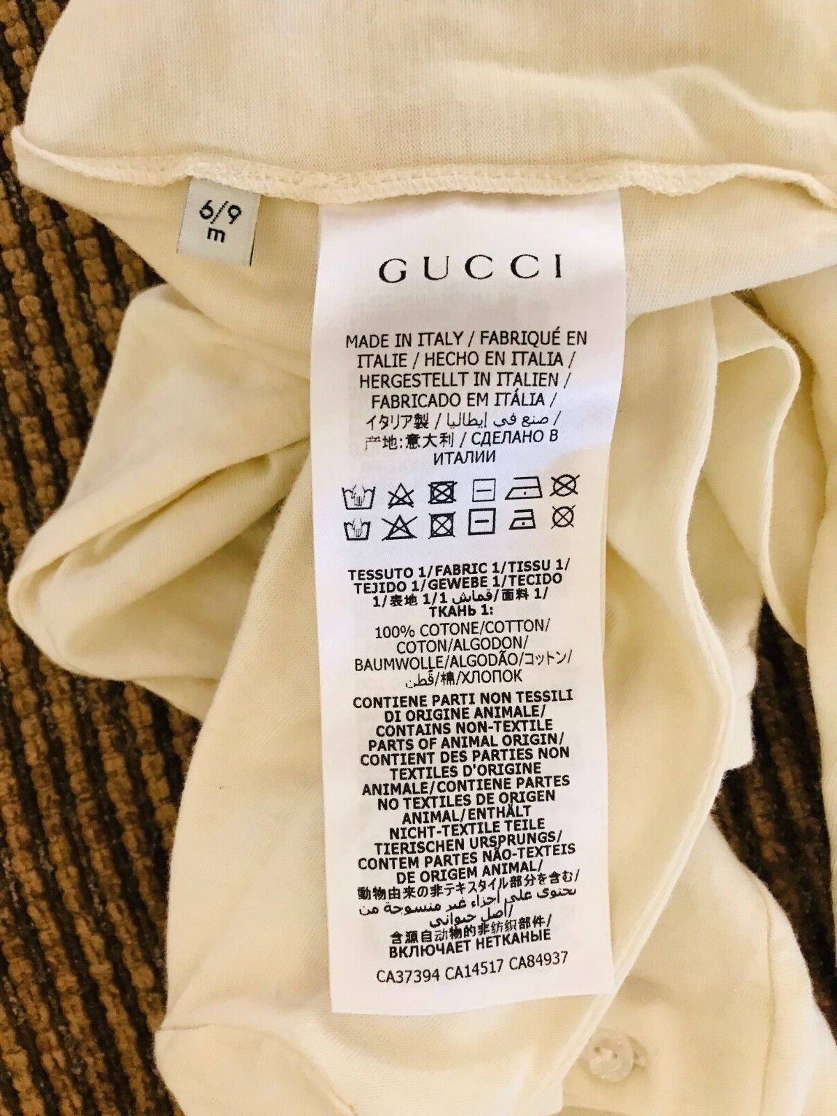 NWT Gucci Baby One Piece+Hat Boys/Girl Romper 6-9 Mon Kids Cotton Auth wReceipt