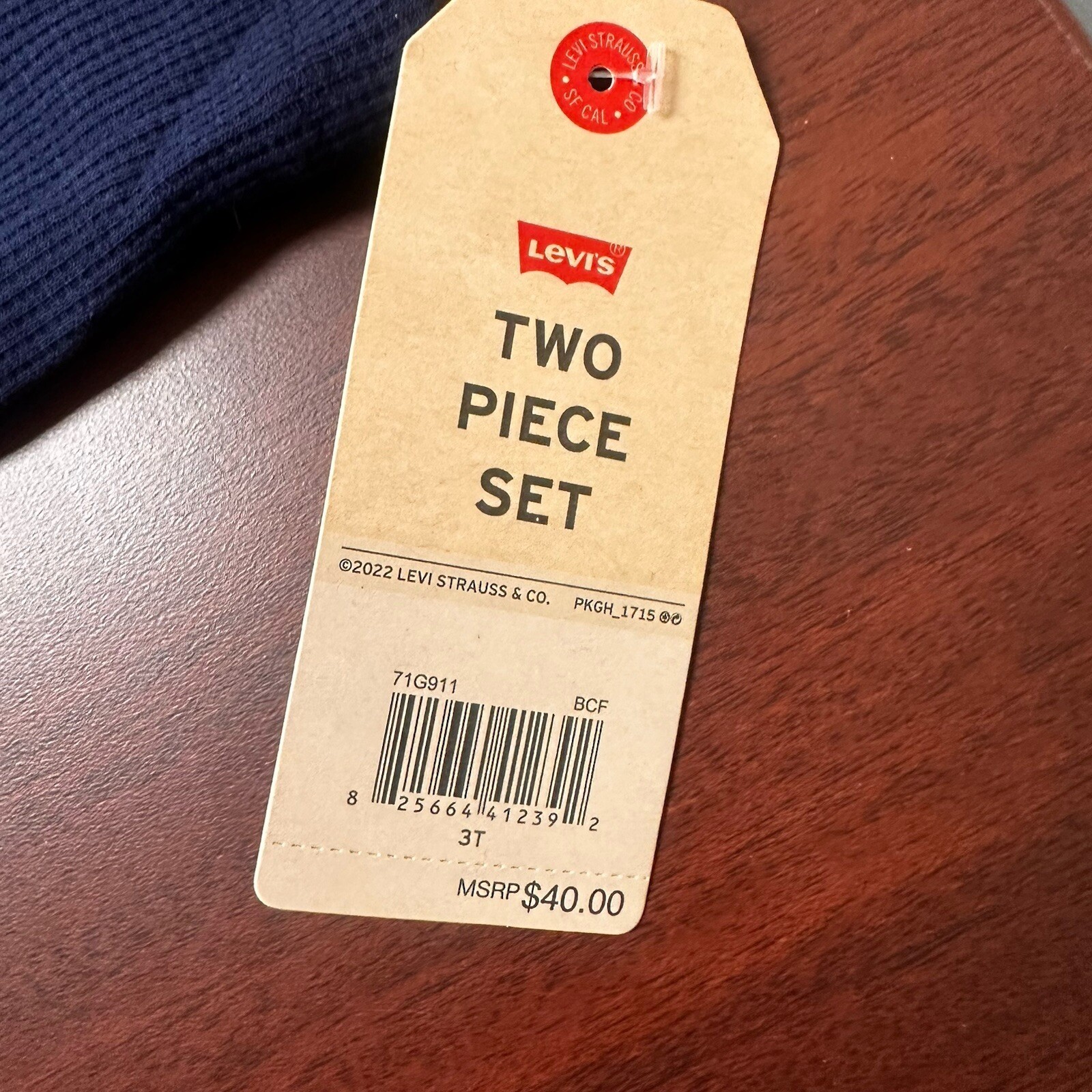 Levis 2 Piece Set Shirt Pants Toddler Size 3T Navy Blue Waffle Knit L/S NWT $40!
