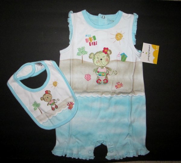 Jumping Beans size 3-6 Months Girls 2 Pc MISS BEACH BABE Romper Set NWT