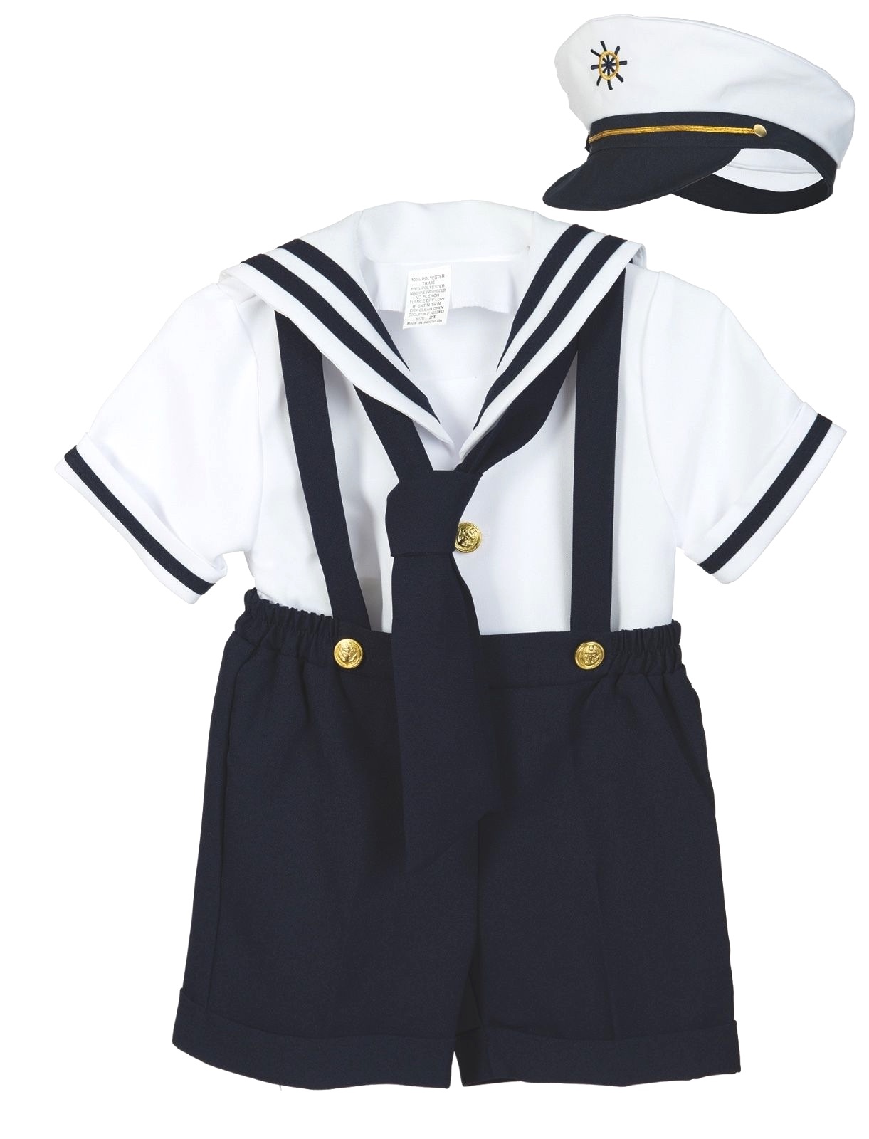 Baby Boy Toddler Formal Party Nautical Navy Sailor Suit Outfits SZ: S M L XL-4T